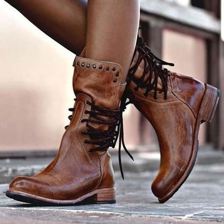 Luiza | Botas de piel con cordones