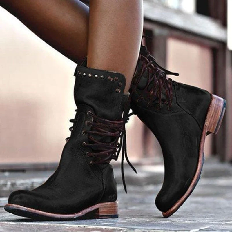 Luiza | Botas de piel con cordones